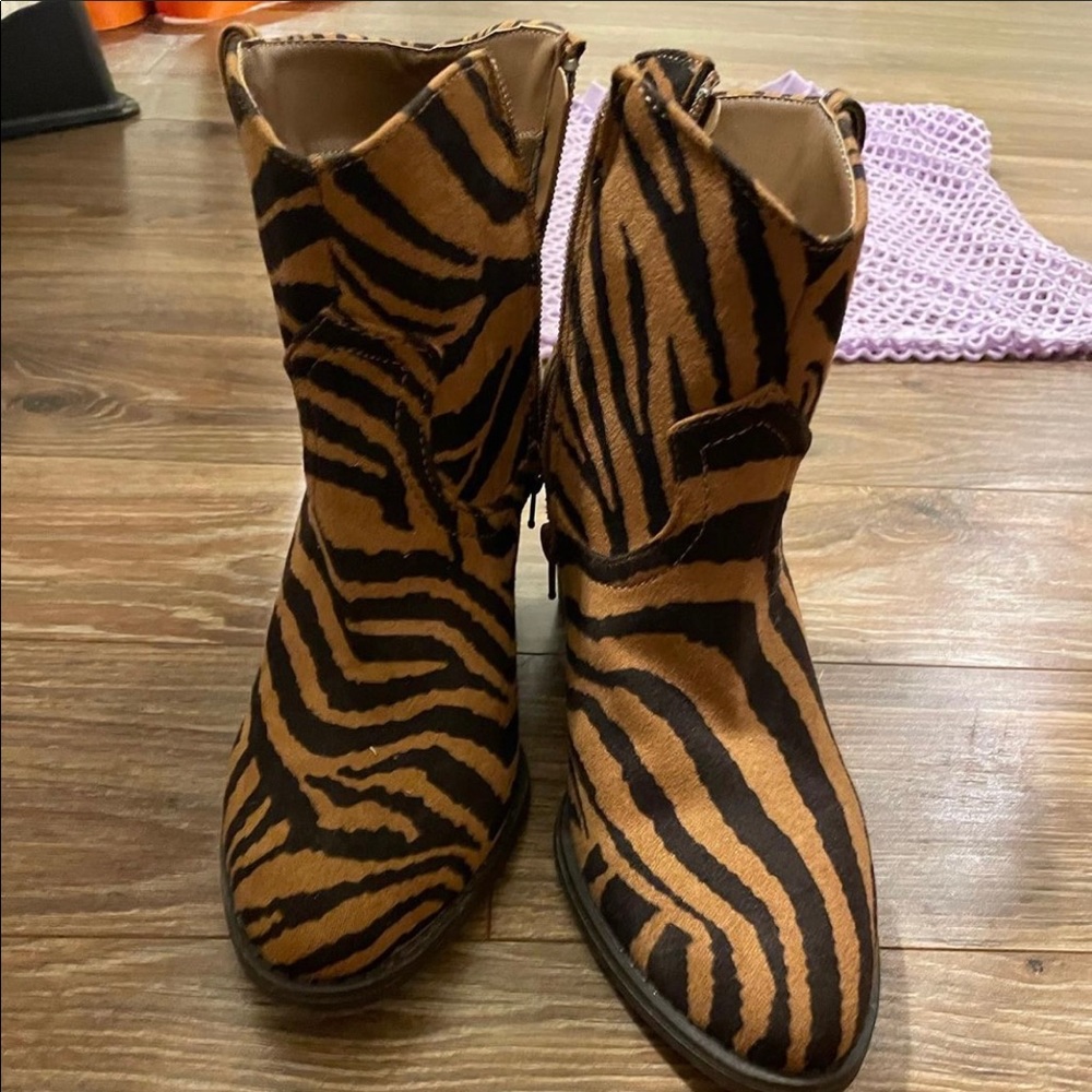 Tiger print booties